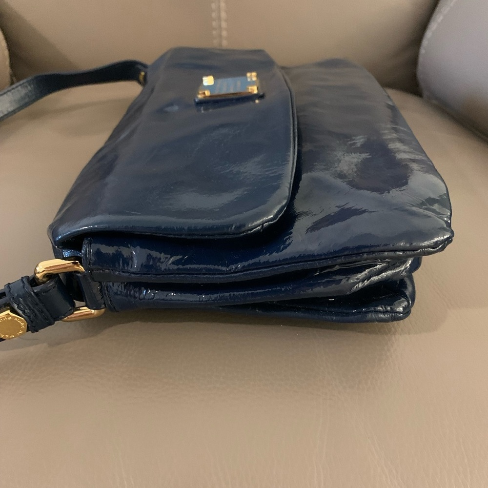Marc by Marc Jacobs Womens Workwear Patent Leather Blue Bag 11.5 x 6.5 inches​ - Picture 5 of 9